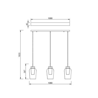 Lampe suspendue 3 lumières NORA Blanc/Bois