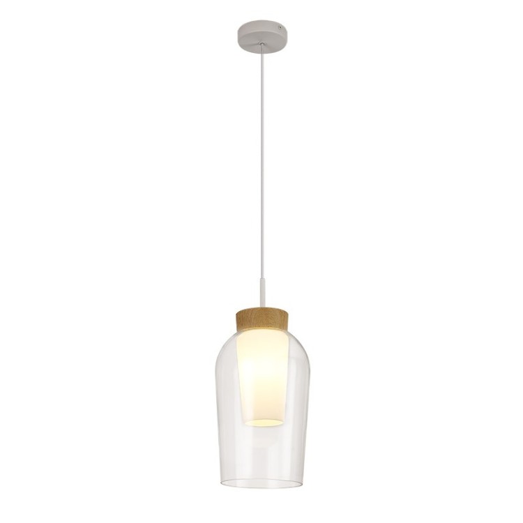Lampe suspendue 1 lumière NORA Blanc/Bois
