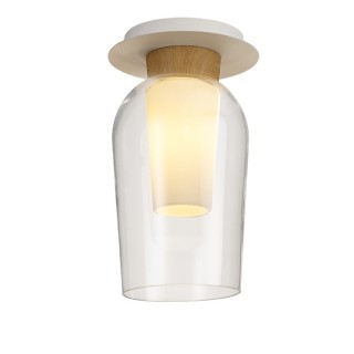 Lampe semi-plafonnière NORA Blanc/Bois