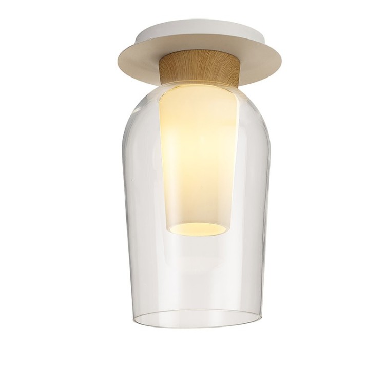 Lampe semi-plafonnière NORA Blanc/Bois Lampe semi-plafonnière NORA Blanc/Bois