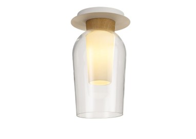 Lampe semi-plafonnière NORA Blanc/Bois