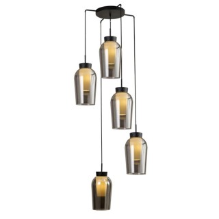 Lampe suspendue 5 lumières NORA Noir/Marbre