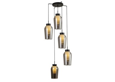 Lampe suspendue 5 lumières NORA Noir/Marbre