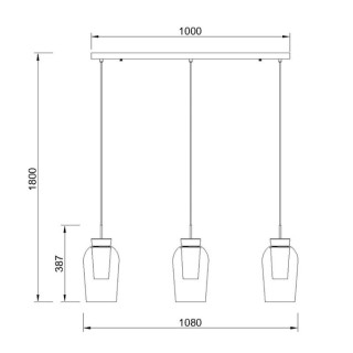 Lampe suspendue 3 lumières NORA Noir/Marbre