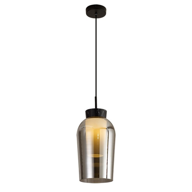 Lampe suspendue 1 lumière NORA Noir/Marbre