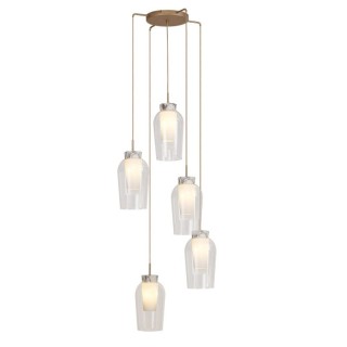 Lampe suspendue 5 lumières NORA Or/Blanc