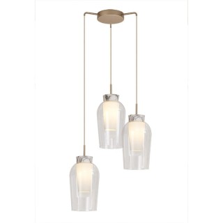 Lampe suspendue 3 lumières NORA Or/Blanc