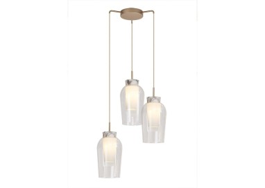 Lampe suspendue 3 lumières NORA Or/Blanc
