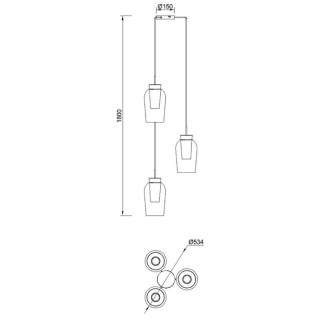 Lampe suspendue 3 lumières NORA Or/Blanc
