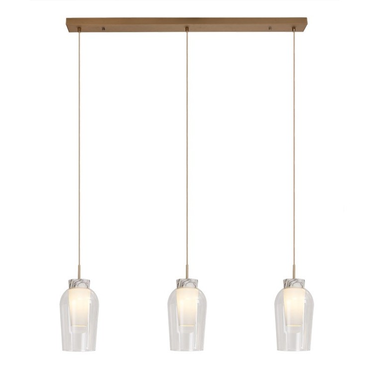 Lampe suspendue 3 lumières NORA Or/Blanc Lampe suspendue 3 lumières NORA Or/Blanc