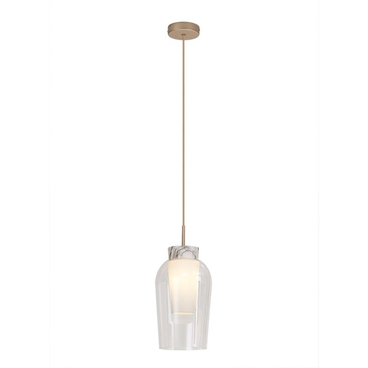 Lampe suspendue 1 lumière NORA Or/Blanc