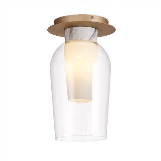 Lampe semi-plafonnière NORA Or/Blanc