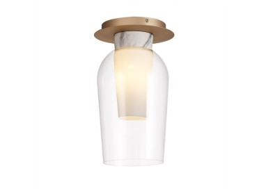 Lampe semi-plafonnière NORA Or/Blanc