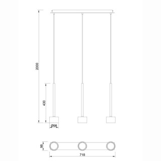 Lampe suspendue 3 lumières TONIC Chrome