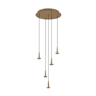 Suspension 5xLED 5W 3000K W/T Verre ANDROMEDA Or