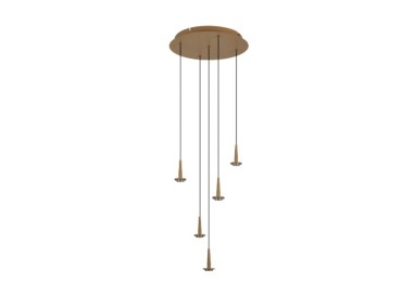 Suspension 5xLED 5W 3000K W/T Verre ANDROMEDA Or