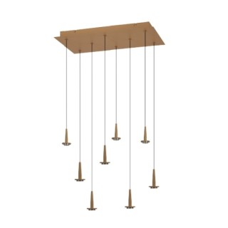 Suspension carrée 8 LED 5 W 3 000 K W/T en verre ANDROMEDA Or