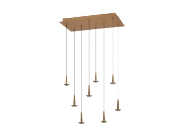 Suspension carrée 8 LED 5 W 3 000 K W/T en verre ANDROMEDA Or