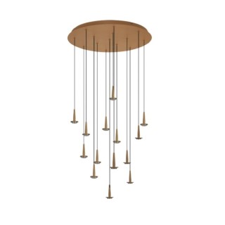 Suspension ronde 14 LED 5 W 3 000 K W/T en verre ANDROMEDA Or