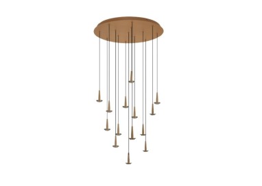 Suspension ronde 14 LED 5 W 3 000 K W/T en verre ANDROMEDA Or
