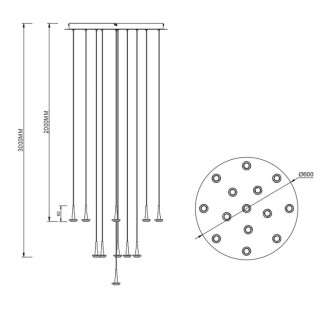 Suspension ronde 14 LED 5 W 3 000 K W/T en verre ANDROMEDA Or