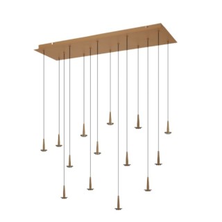 Suspension carrée 14 LED 5 W 3 000 K W/T en verre ANDROMEDA Or