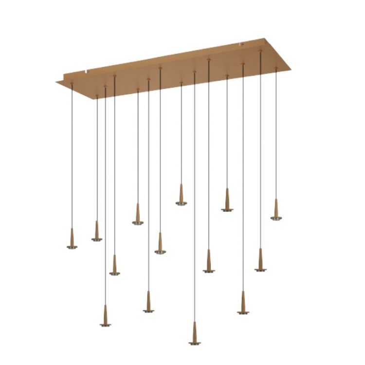 Suspension carrée 14 LED 5 W 3 000 K W/T en verre ANDROMEDA Or Suspension carrée 14 LED 5 W 3 000 K W/T en verre ANDROMEDA Or