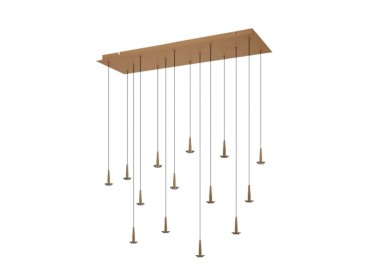 Suspension carrée 14 LED 5 W 3 000 K W/T en verre ANDROMEDA Or