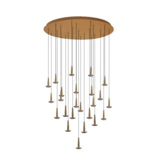 Suspension ronde 24 LED 5 W 3 000 K W/T en verre ANDROMEDA Or