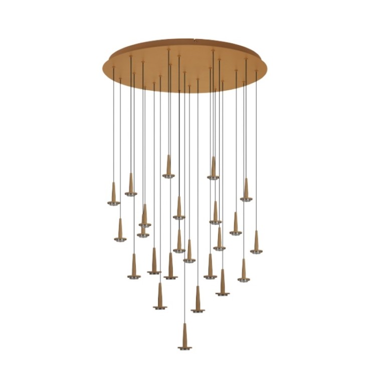 Suspension ronde 24 LED 5 W 3 000 K W/T en verre ANDROMEDA Or Suspension ronde 24 LED 5 W 3 000 K W/T en verre ANDROMEDA Or
