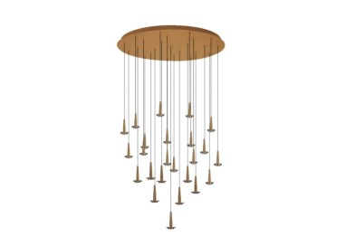 Suspension ronde 24 LED 5 W 3 000 K W/T en verre ANDROMEDA Or