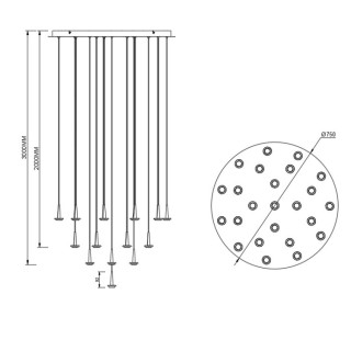 Suspension ronde 24 LED 5 W 3 000 K W/T en verre ANDROMEDA Or