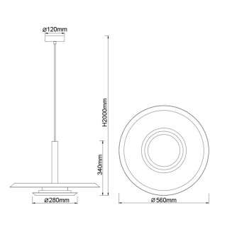 Suspension LED 24W 3000K TINA Blanc mat + noir