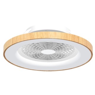 Plafonnier LED 70W Ventilateur 35W TIBET Bois/Blanc