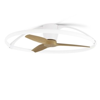 Plafonnier LED 75W Ventilateur 35W NEPAL Blanc/Bois