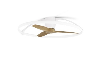 Plafonnier LED 75W Ventilateur 35W NEPAL Blanc/Bois