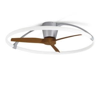Plafonnier LED 75W Ventilateur 35W NEPAL Argent/Noyer