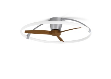 Plafonnier LED 75W Ventilateur 35W NEPAL Argent/Noyer