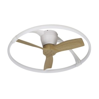 Plafonnier LED 55W Ventilateur 30W NEPAL MINI Blanc/Bois