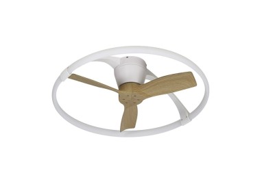 Plafonnier LED 55W Ventilateur 30W NEPAL MINI Blanc/Bois
