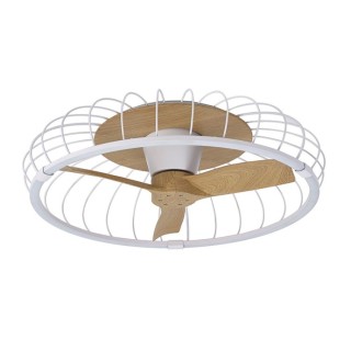 Plafonnier LED 75W Ventilateur 30W NATURE Bois/Blanc