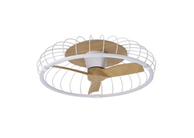 Plafonnier LED 75W Ventilateur 30W NATURE Bois/Blanc