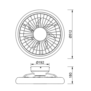 Plafonnier LED 60W Ventilateur 32W TURBO Blanc