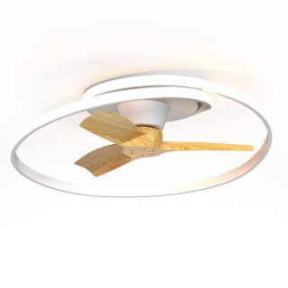 Plafonnier LED 60W Ventilateur 30W OCEAN Blanc/Bois