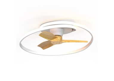 Plafonnier LED 60W Ventilateur 30W OCEAN Blanc/Bois