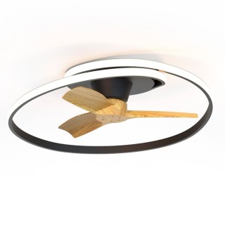 Plafonnier LED 60W Ventilateur 30W OCEAN Noir/Bois