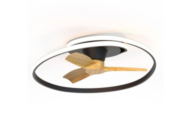 Plafonnier LED 60W Ventilateur 30W OCEAN Noir/Bois