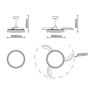 Suspension LED 50W Ventilateur 30W RAFAGA Blanc