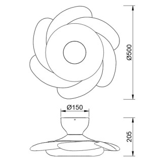 Plafonnier LED 24W Ventilateur 24W FLOWER Blanc/Bois