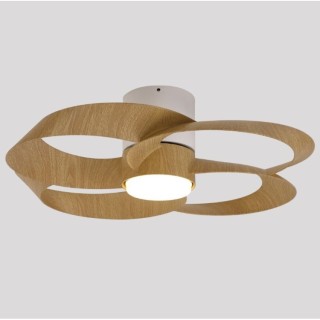 Plafonnier LED 24W Ventilateur 22W ROSE Blanc/Bois